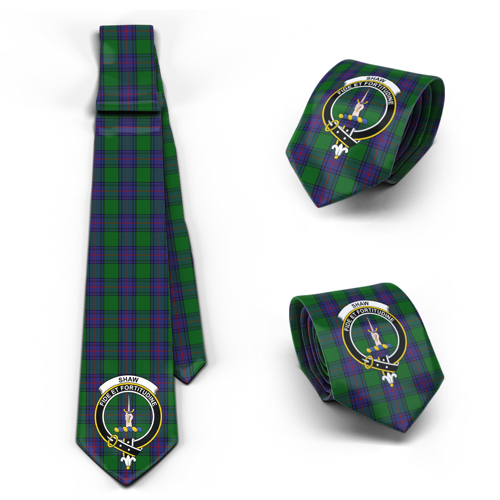 Shaw Tartan Classic Necktie with Family Crest Necktie One Size - Tartan Vibes Clothing