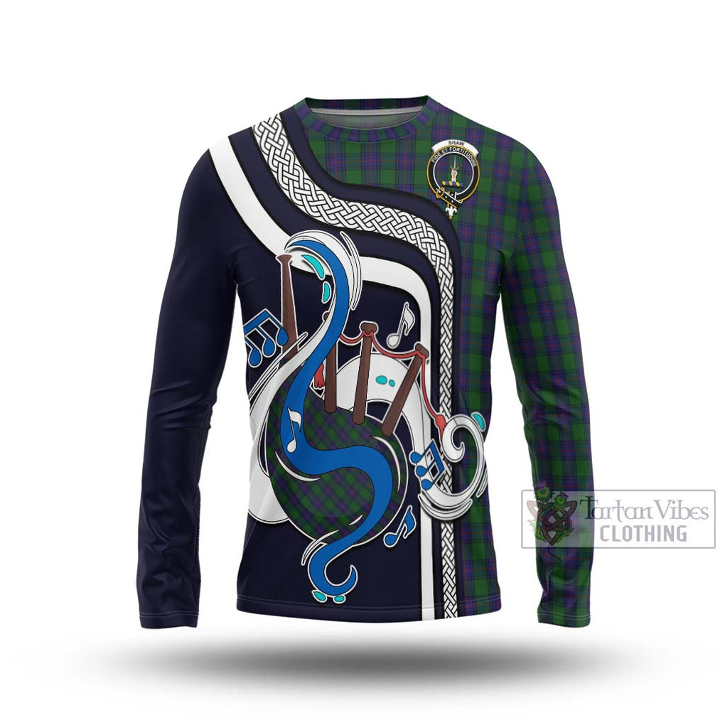 Tartan Vibes Clothing Shaw Tartan Long Sleeve T-Shirt with Epic Bagpipe Style