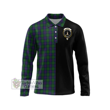 Shaw Tartan Long Sleeve Polo Shirt with Family Crest and Half Of Me Style Unisex - Tartan Vibes Clothing