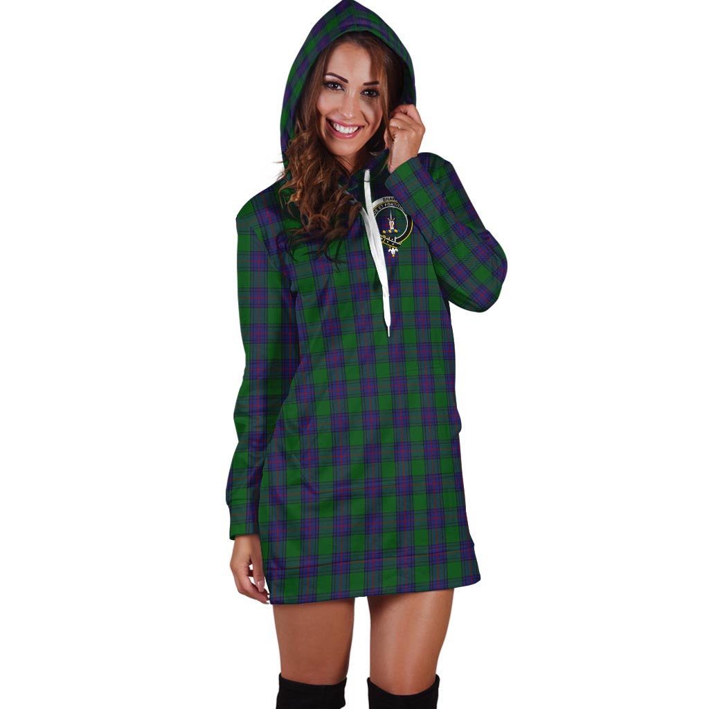 Shaw Tartan Hoodie Dress with Family Crest - Tartan Vibes Clothing