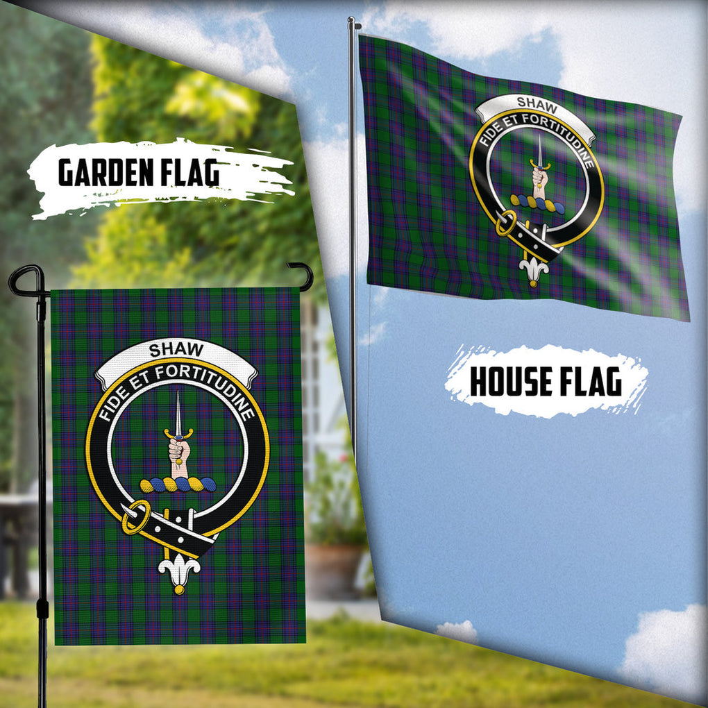 Shaw Tartan Flag with Family Crest Garden Flag (Vertical) - Tartan Vibes Clothing