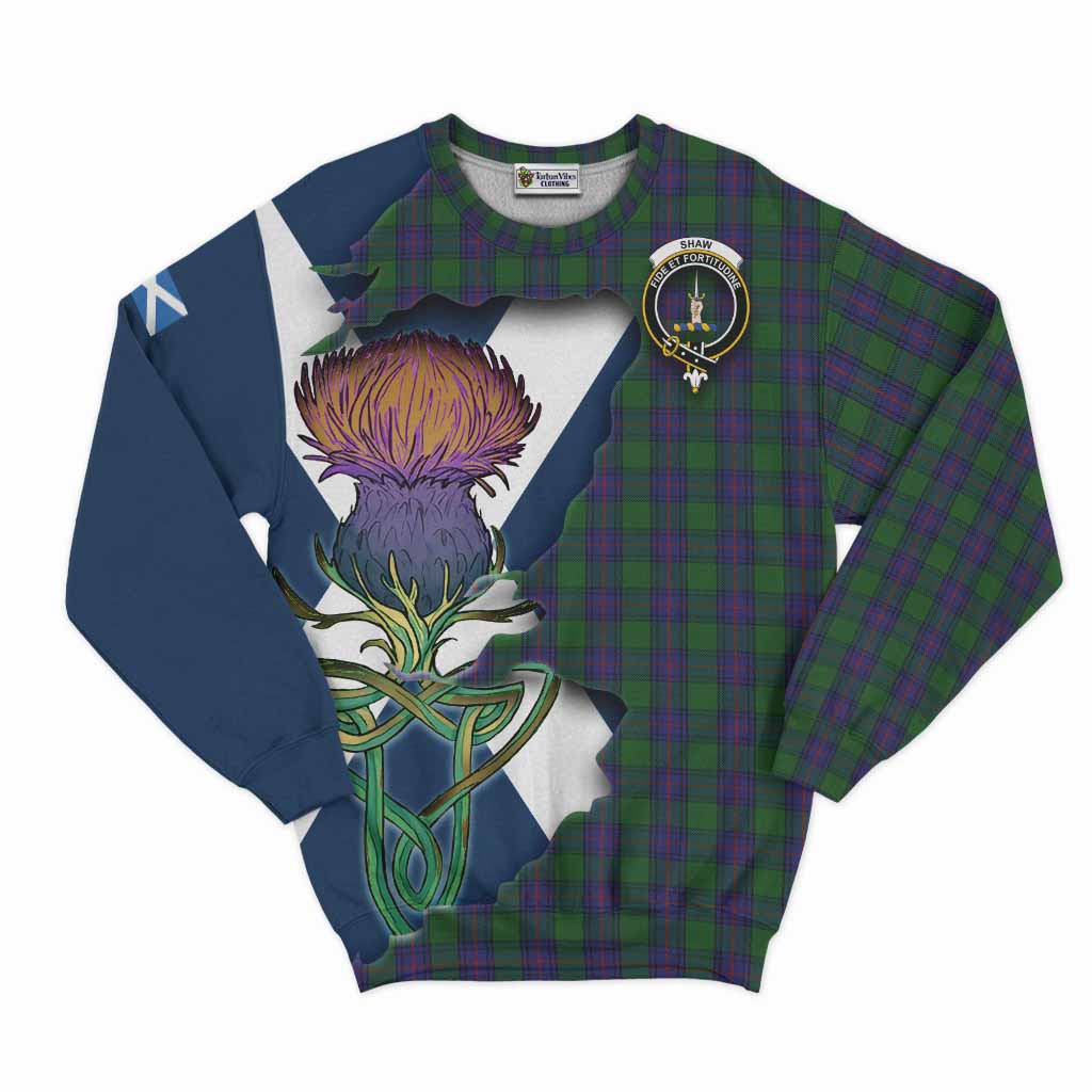 Shaw Tartan Family Crest Sweatshirt Scottish Thistle Celtic Inspired Unisex - Tartan Vibes Clothing