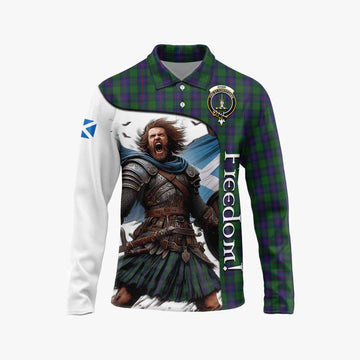 Shaw Crest Tartan Long Sleeve Polo Shirt Inspired by the Freedom of Scottish Warrior