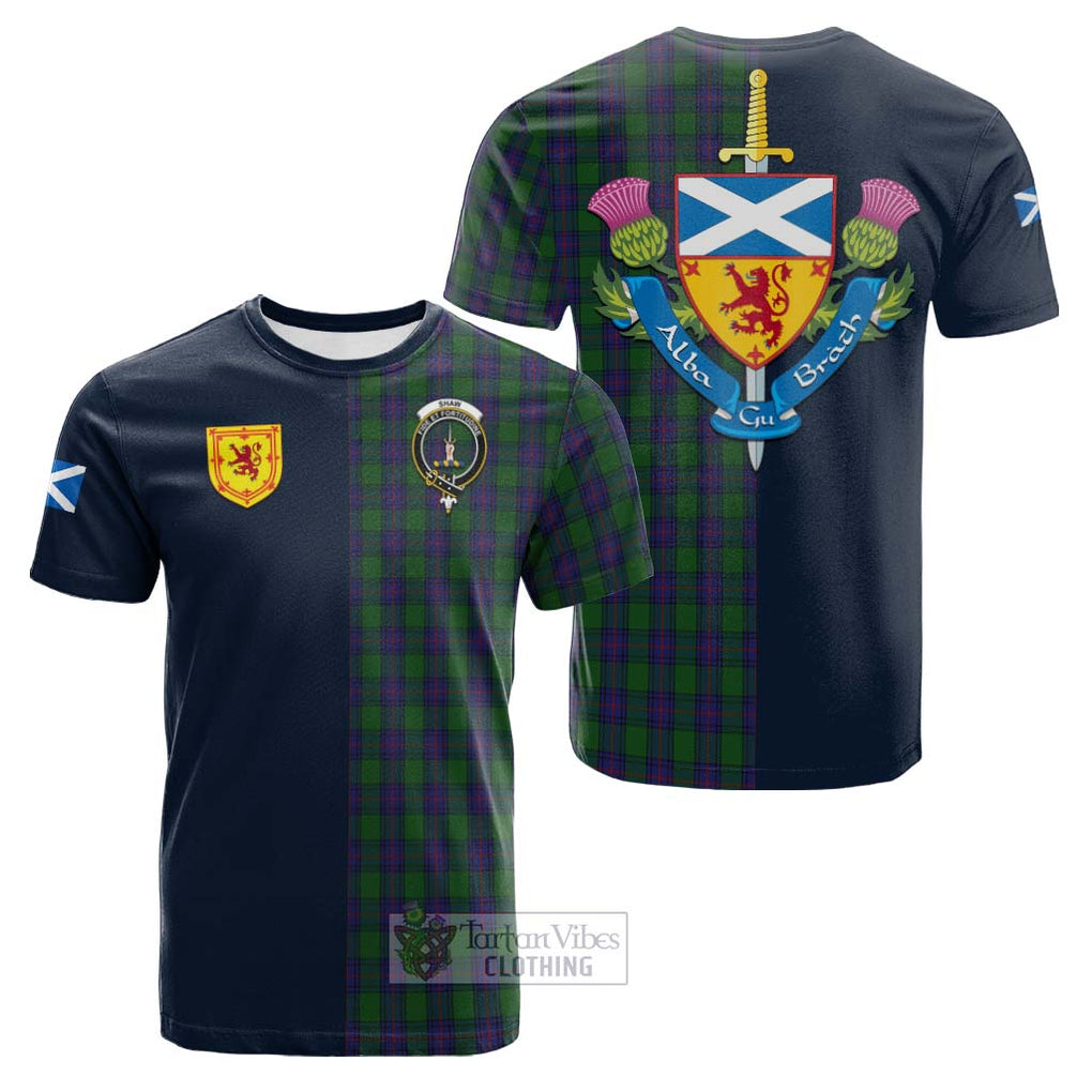 Tartan Vibes Clothing Shaw Tartan Cotton T-shirt with Scottish Lion Royal Arm Half Style