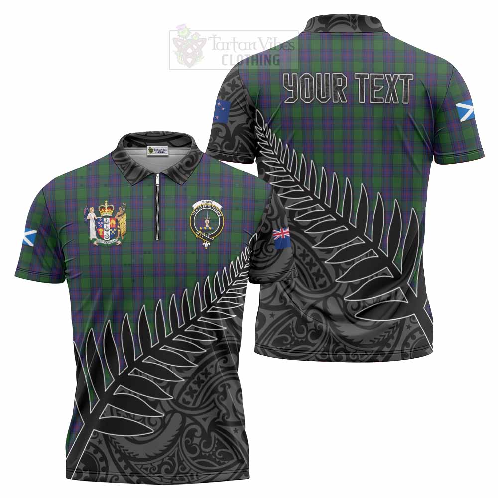 Tartan Vibes Clothing Shaw Crest Tartan Zipper Polo Shirt with New Zealand Silver Fern Half Style