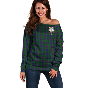 Shaw Tartan Off Shoulder Women Sweater with Family Crest