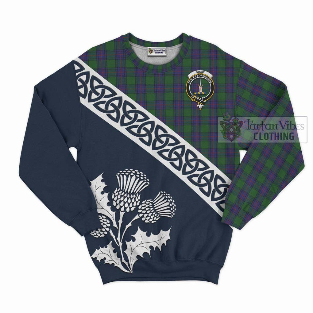 Shaw Tartan Sweatshirt Featuring Thistle and Scotland Map Unisex - Tartan Vibes Clothing