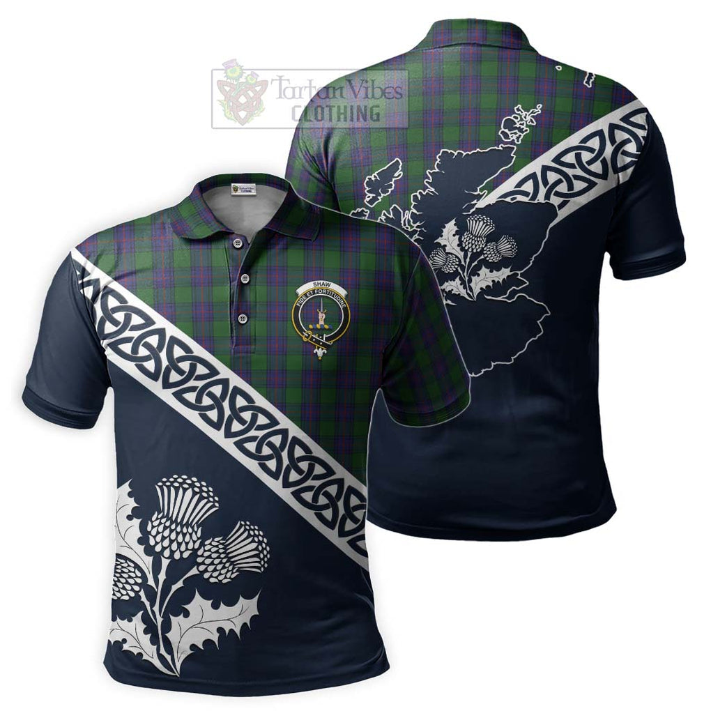 Shaw Tartan Polo Shirt Featuring Thistle and Scotland Map Kid - Tartanvibesclothing Store