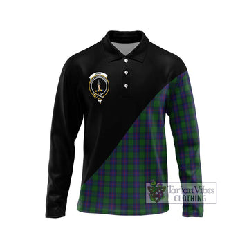 Shaw Tartan Long Sleeve Polo Shirt with Family Crest and Military Logo Style Unisex - Tartan Vibes Clothing