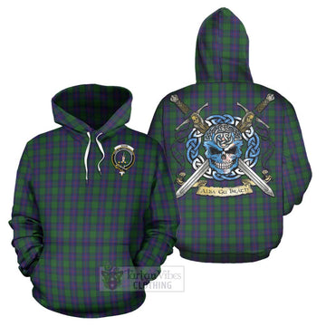 Shaw Tartan Hoodie with Family Crest Celtic Skull Style