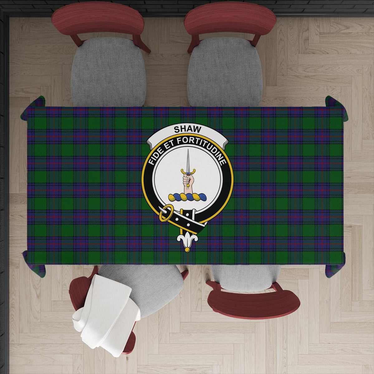 Shaw Tartan Tablecloth with Family Crest XL 57.1"x70.9"(145x180cm) - Tartan Vibes Clothing