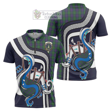 Shaw Tartan Zipper Polo Shirt with Epic Bagpipe Style