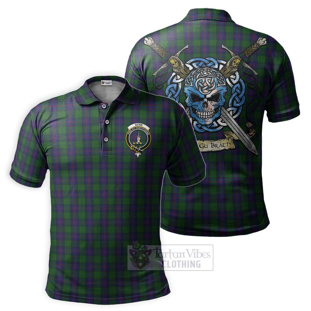 Shaw Tartan Polo Shirt with Family Crest Celtic Skull Style Kid - Tartan Vibes Clothing