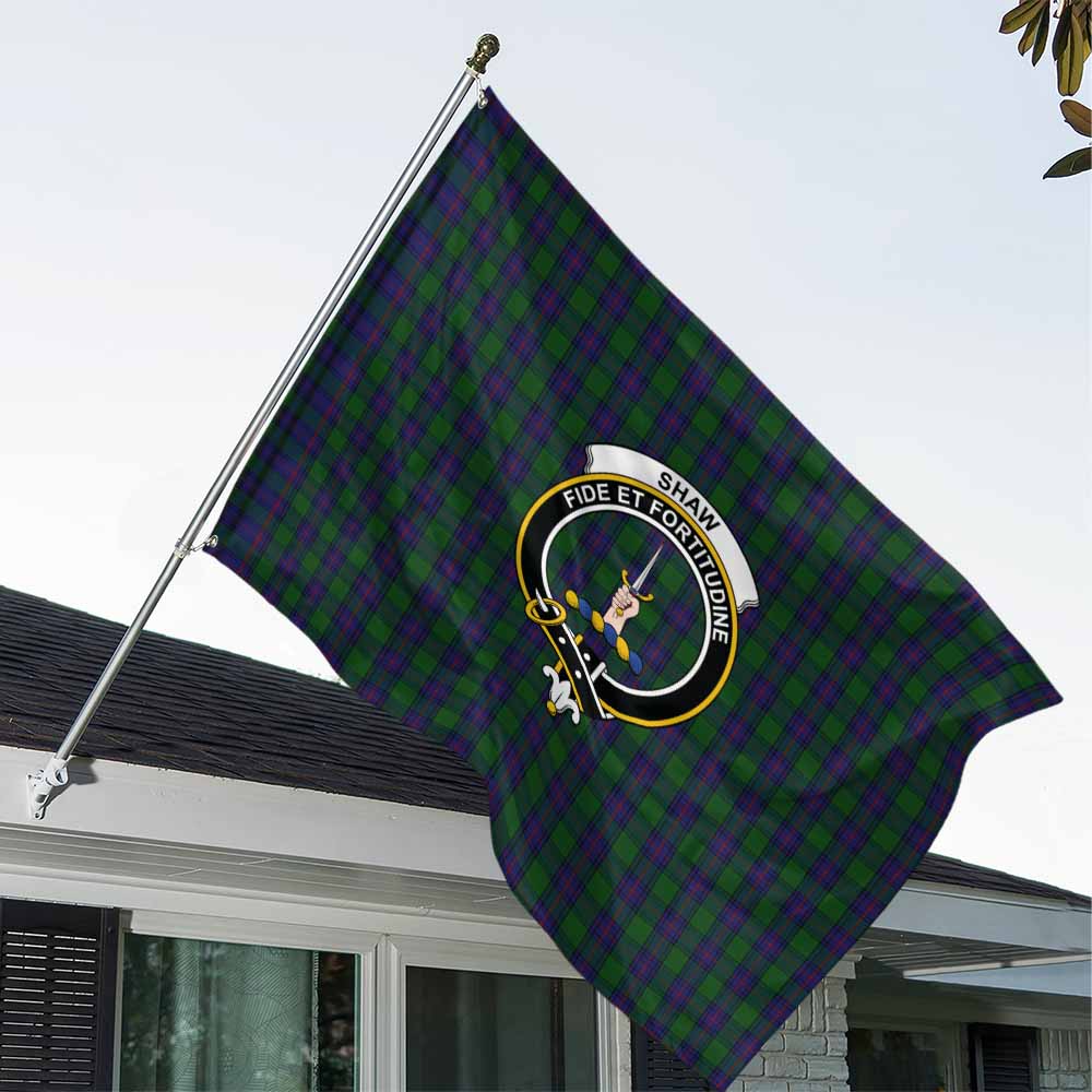 Tartan Vibes Clothing Shaw Tartan House Flag with Family Crest