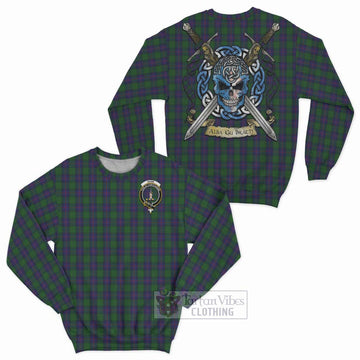 Shaw Tartan Sweatshirt with Family Crest Celtic Skull Style