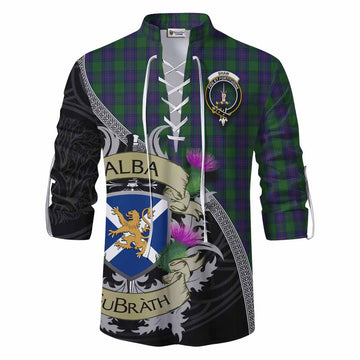 Shaw Tartan Family Crest Ghillie Kilt Shirt Lion Rampant Royal Thistle Shield Celtic Inspired Men - Tartan Vibes Clothing