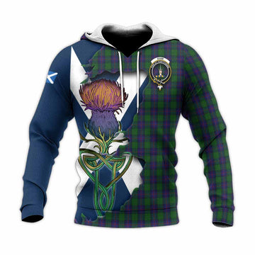 Shaw Tartan Family Crest Knitted Hoodie Scottish Thistle Celtic Inspired Unisex Knitted Pullover Hoodie - Tartan Vibes Clothing