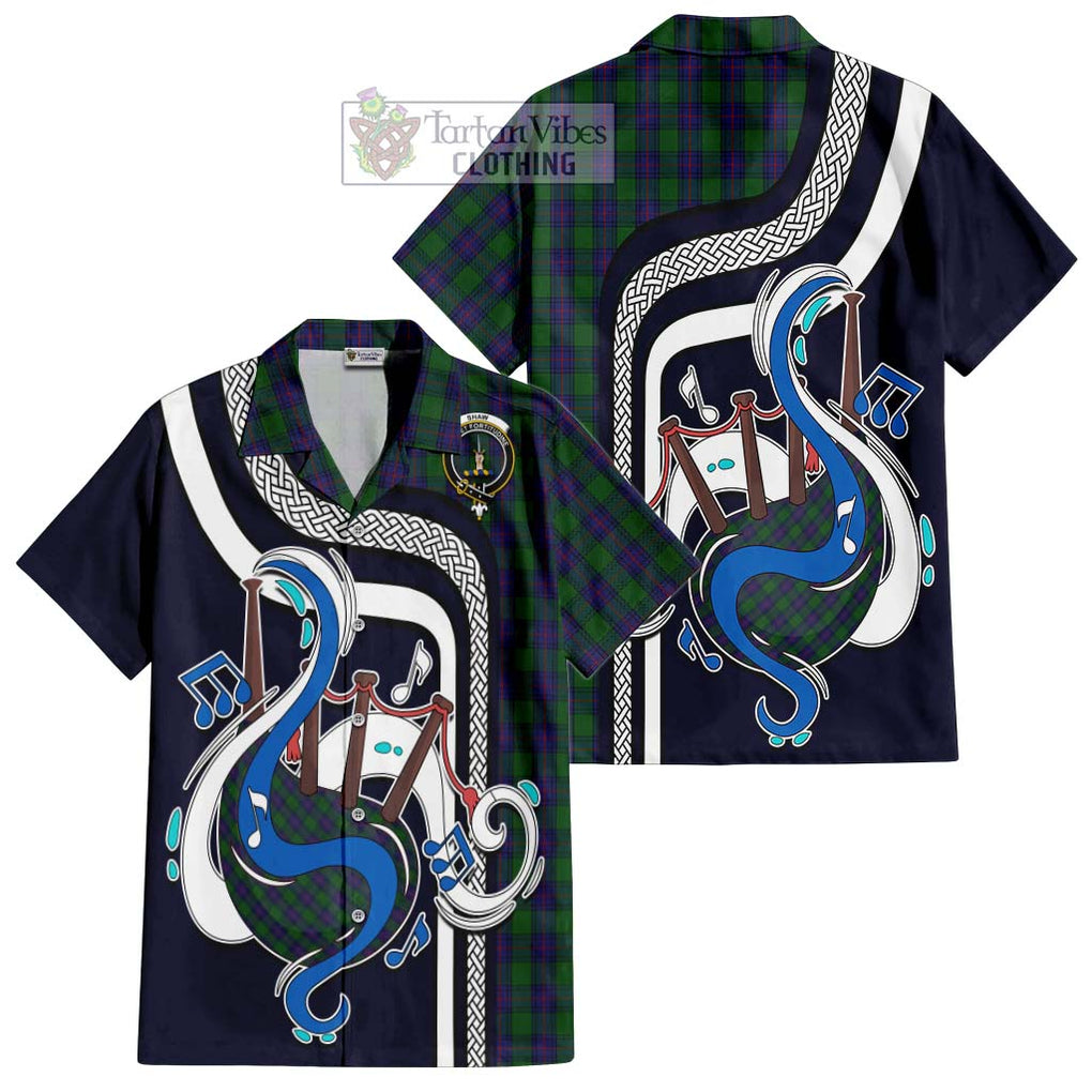 Shaw Tartan Short Sleeve Button Shirt with Epic Bagpipe Style Kid - Tartanvibesclothing Shop