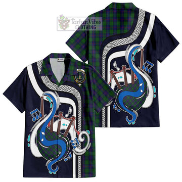 Shaw Tartan Short Sleeve Button Shirt with Epic Bagpipe Style