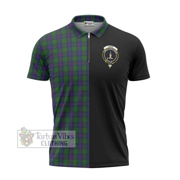 Shaw Tartan Zipper Polo Shirt with Family Crest and Half Of Me Style