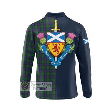 Shaw Tartan Long Sleeve Polo Shirt Alba with Scottish Lion Royal Arm Half Style - Tartan Vibes Clothing