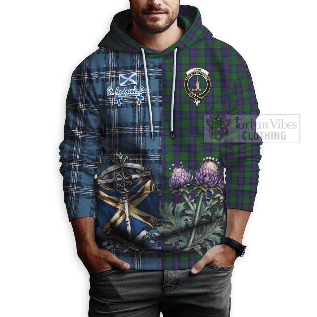 Tartan Vibes Clothing Shaw Tartan Hoodie Happy St. Andrew's Day Half Tartan Style