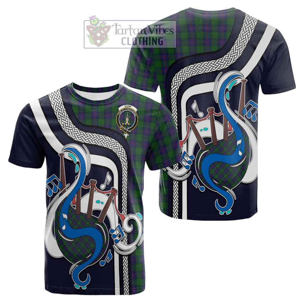 Tartan Vibes Clothing Shaw Tartan Cotton T-shirt with Epic Bagpipe Style