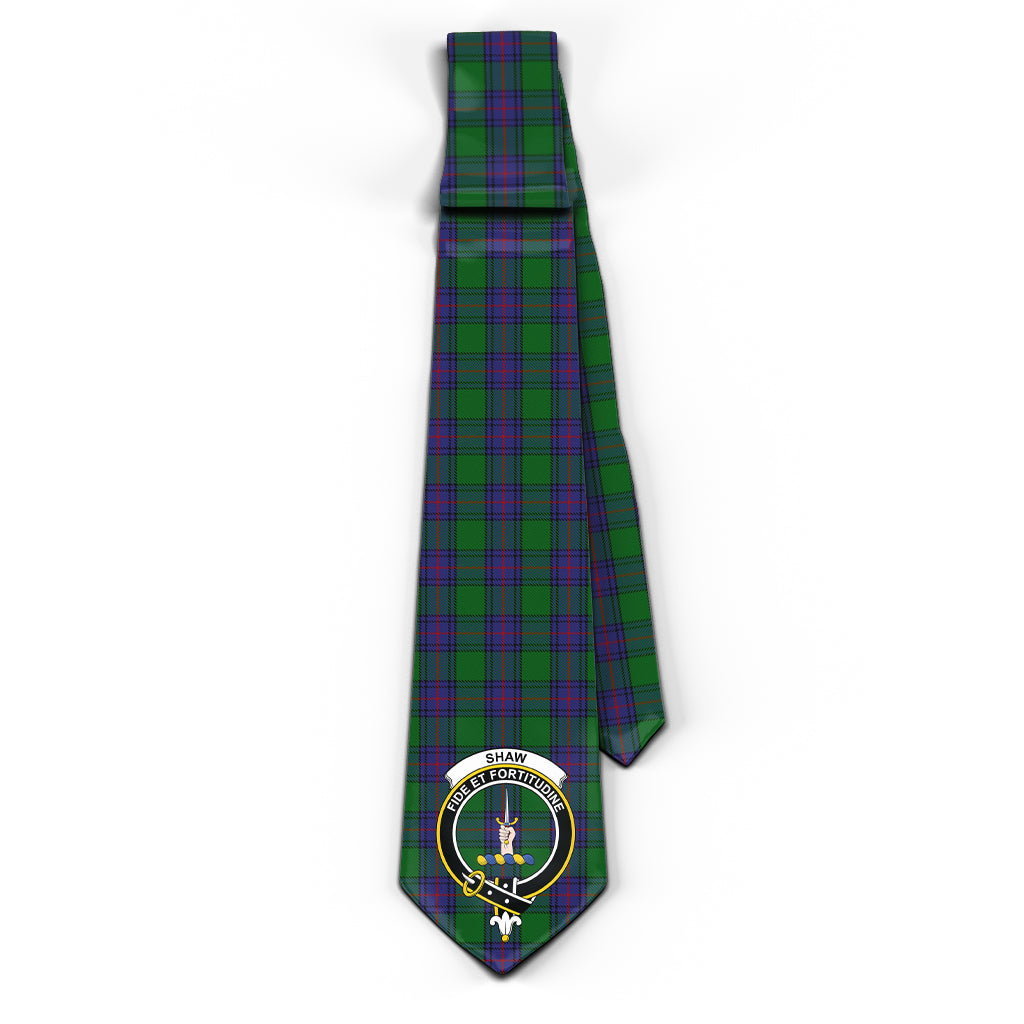 Shaw Tartan Classic Necktie with Family Crest - Tartan Vibes Clothing