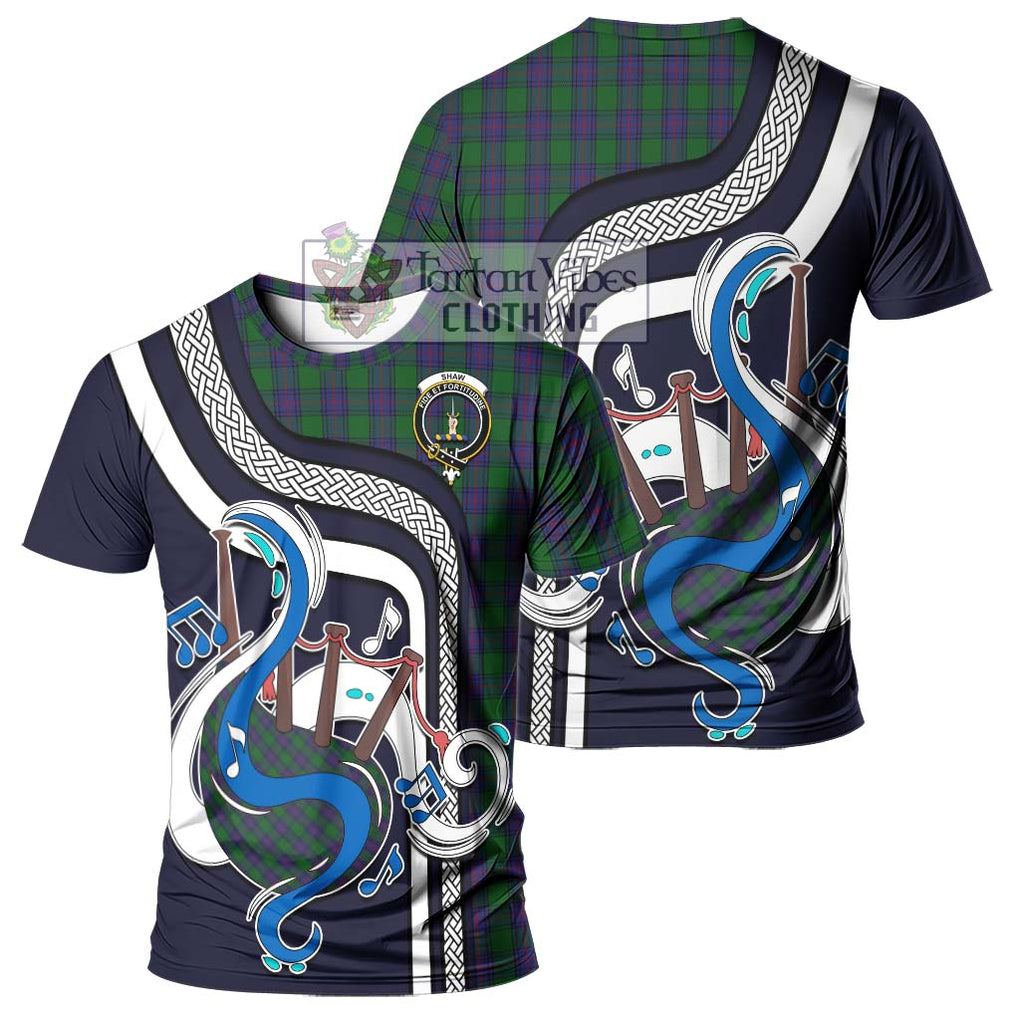 Shaw Tartan T-Shirt with Epic Bagpipe Style - Tartanvibesclothing Shop