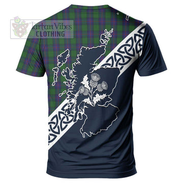 Shaw Tartan T-Shirt Featuring Thistle and Scotland Map