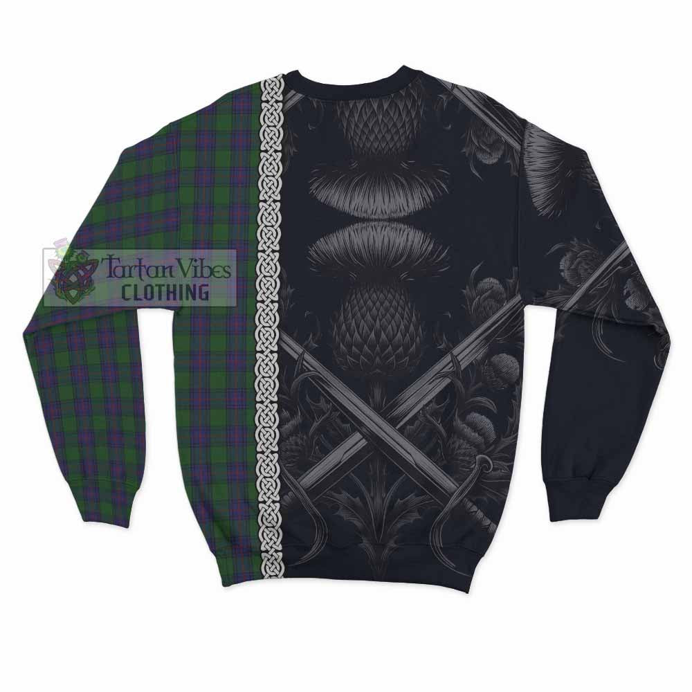 Shaw Tartan Sweatshirt with Family Crest Cross Sword Thistle Celtic Vibes - Tartan Vibes Clothing