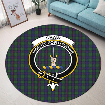 Shaw Tartan Round Rug with Family Crest