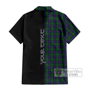 Shaw Tartan Short Sleeve Button Shirt with Family Crest and Half Of Me Style