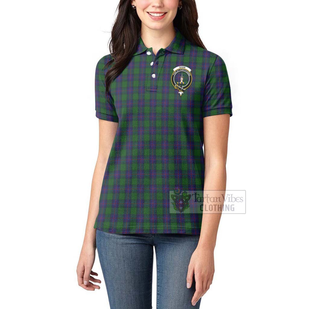 Tartan Vibes Clothing Shaw Tartan Women's Polo Shirt with Family Crest Celtic Skull Style