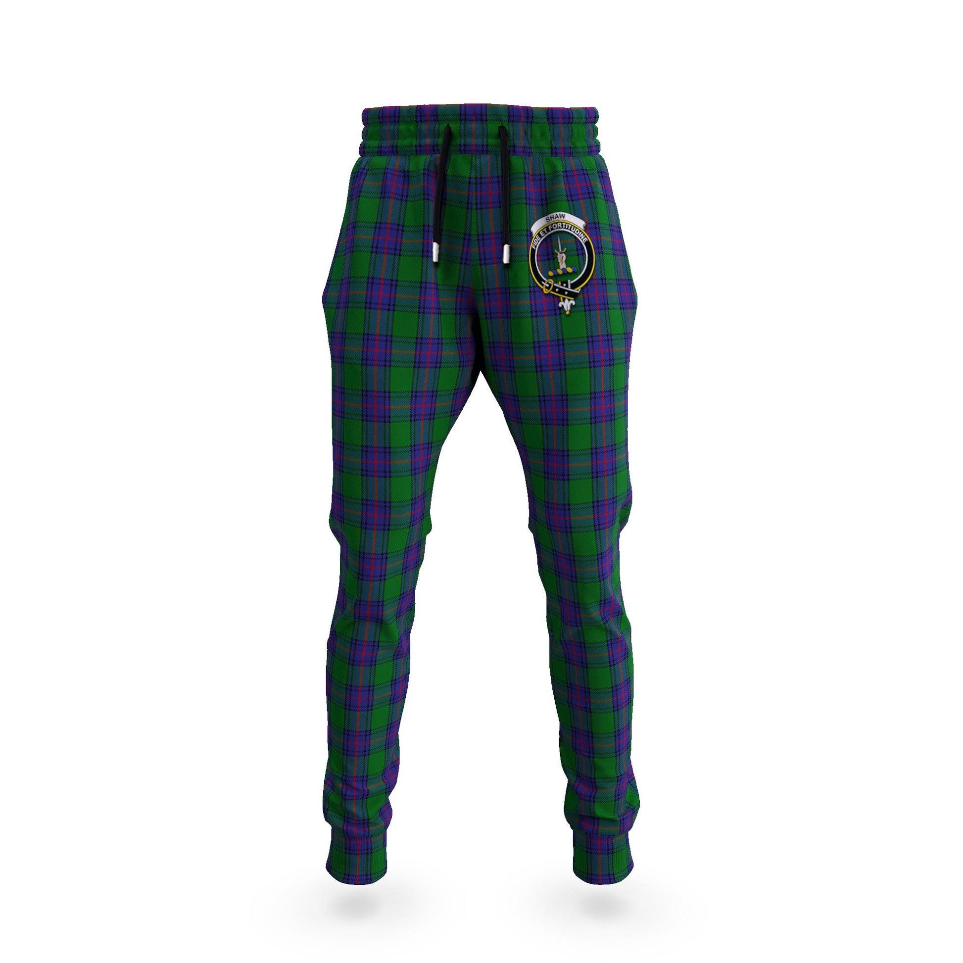 Shaw Tartan Joggers Pants with Family Crest - Tartanvibesclothing Shop