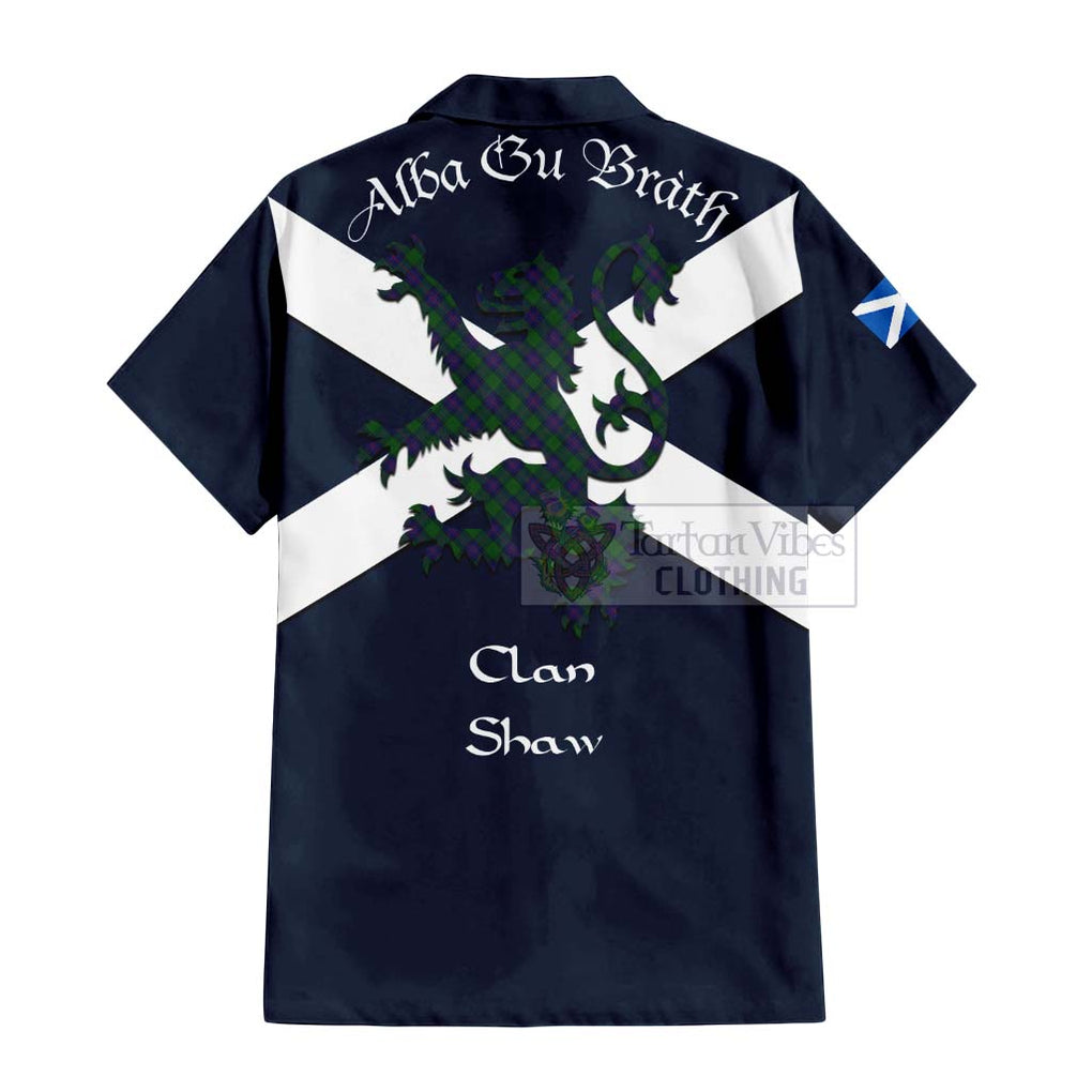 Tartan Vibes Clothing Shaw Tartan Lion Rampant Short Sleeve Button Shirt – Proudly Display Your Heritage with Alba Gu Brath and Clan Name