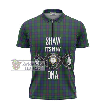 Shaw Tartan Zipper Polo Shirt with Family Crest DNA In Me Style