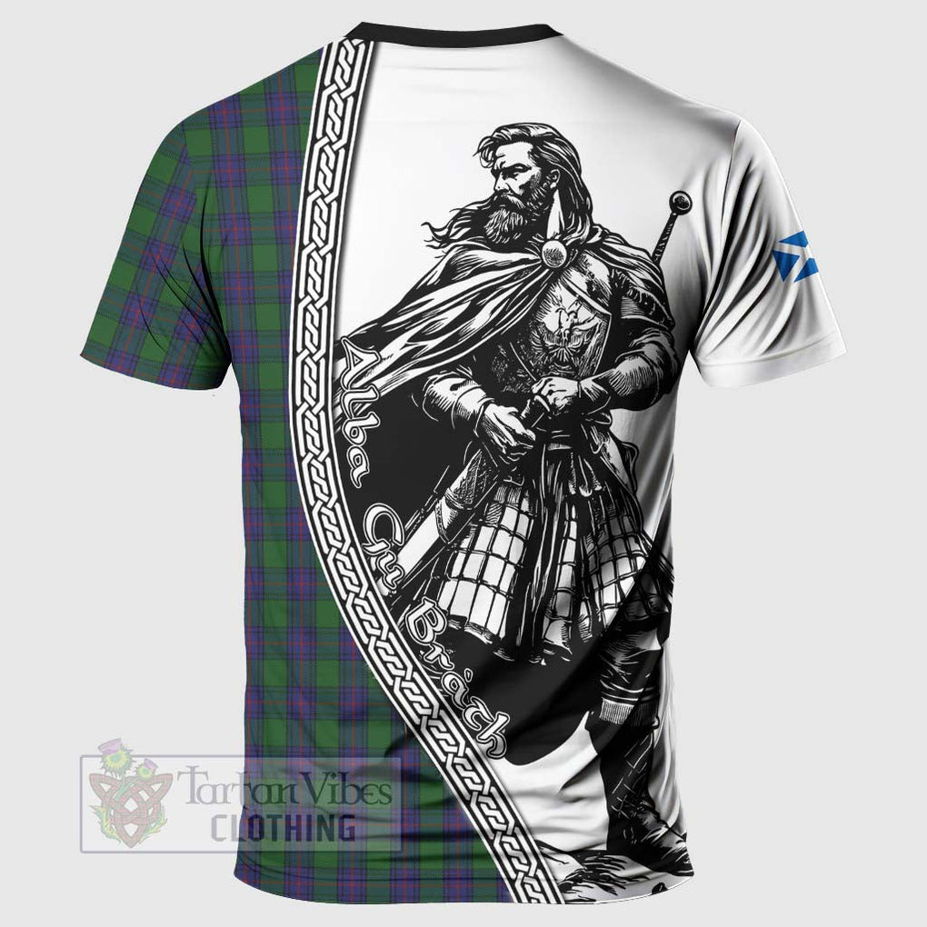 Tartan Vibes Clothing Shaw Tartan Clan Crest T-Shirt with Highlander Warrior Celtic Style