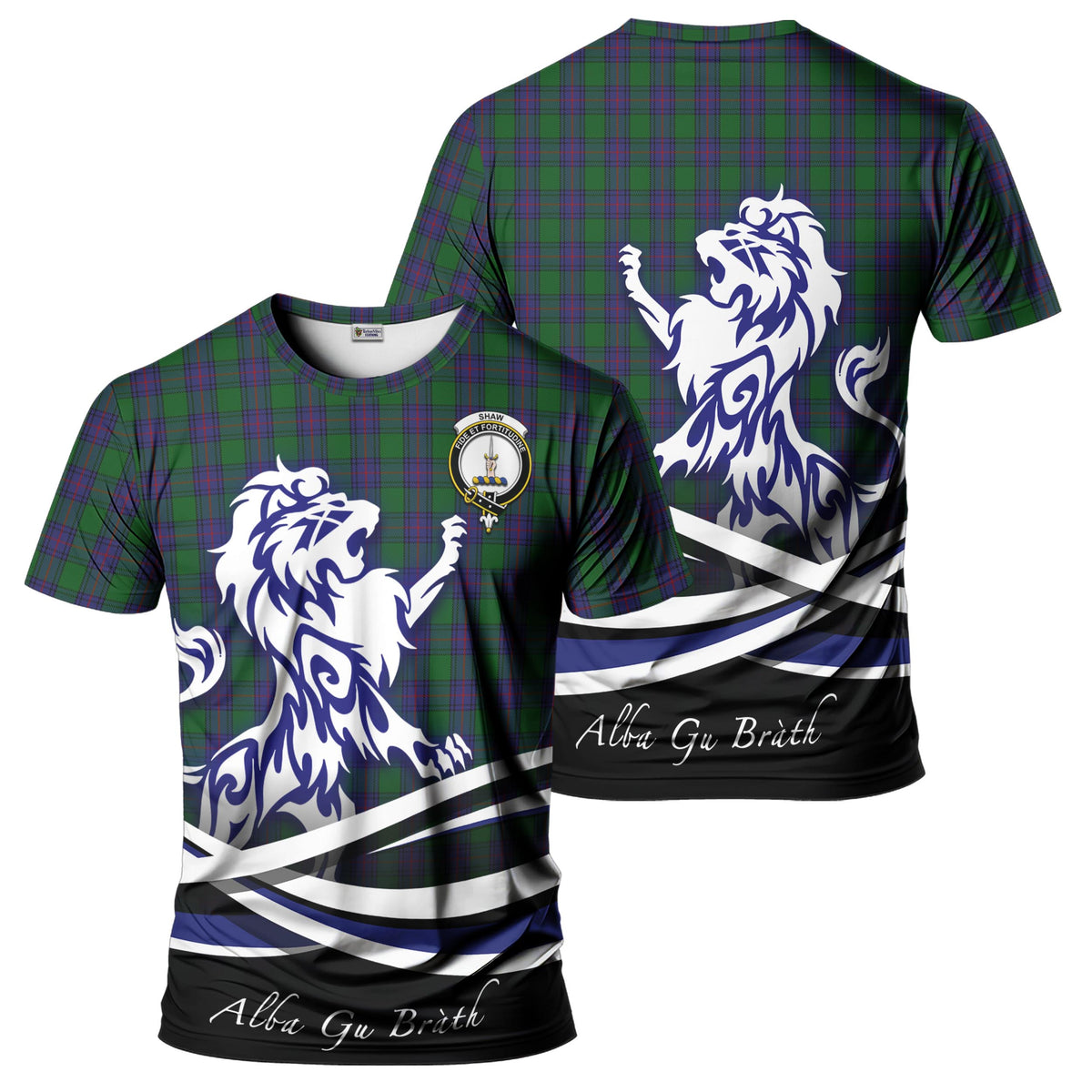 Shaw Tartan T-Shirt with Alba Gu Brath Regal Lion Emblem - Tartan Vibes Clothing