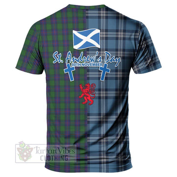 Shaw Tartan T-Shirt Happy St. Andrew's Day Half Tartan Style