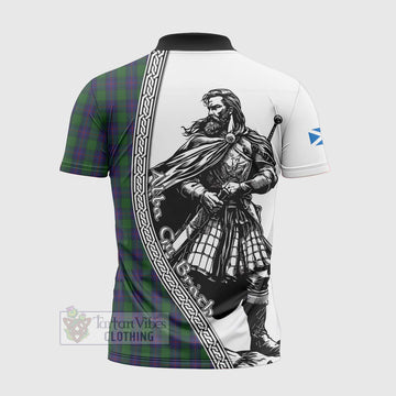 Shaw Tartan Clan Crest Zipper Polo Shirt with Highlander Warrior Celtic Style