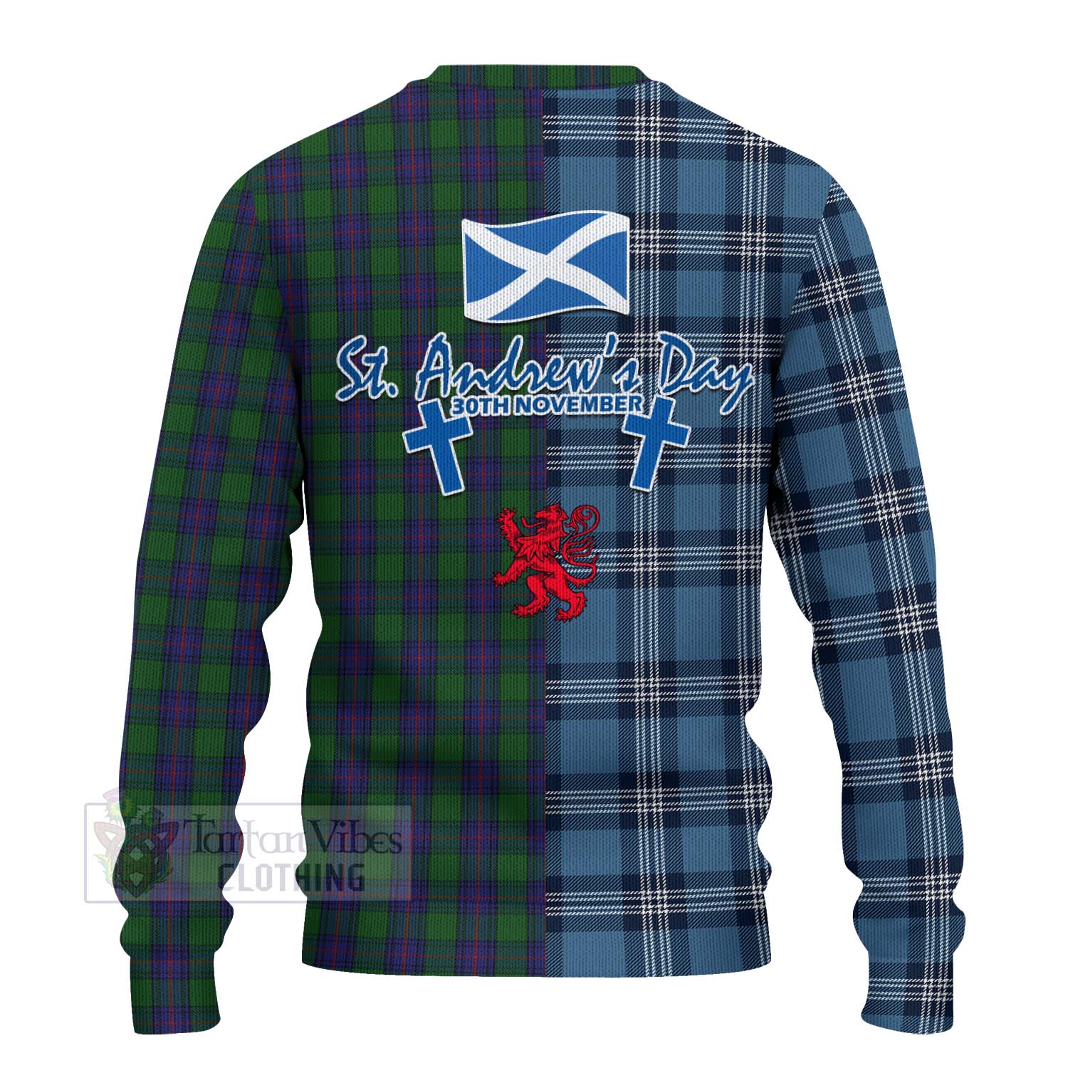 Tartan Vibes Clothing Shaw Tartan Knitted Sweater Happy St. Andrew's Day Half Tartan Style