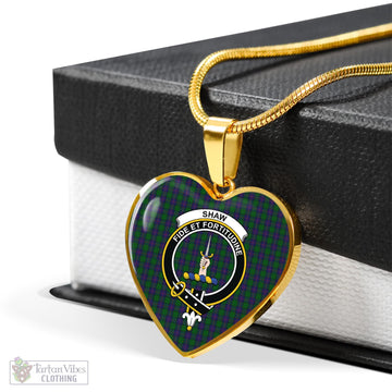 Shaw Tartan Heart Necklace with Family Crest