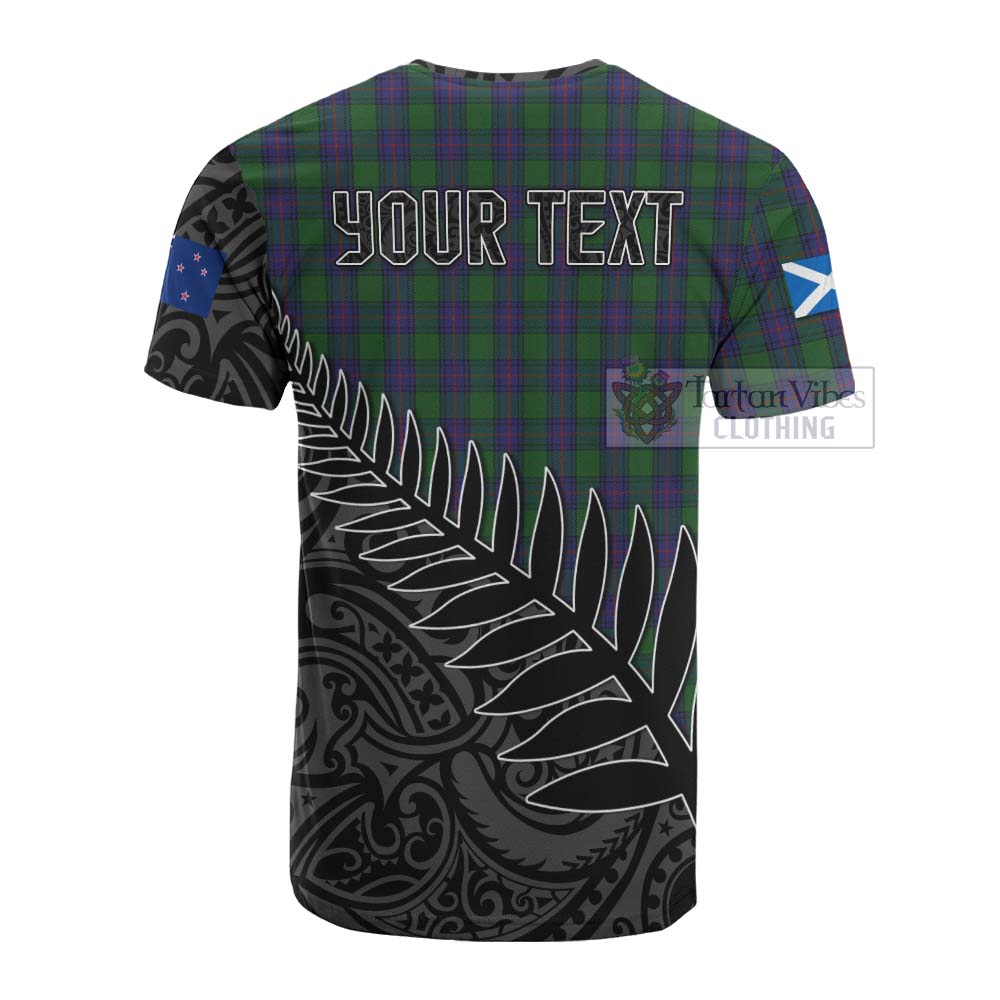 Tartan Vibes Clothing Shaw Crest Tartan Cotton T-shirt with New Zealand Silver Fern Half Style