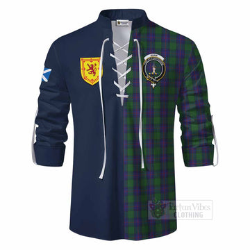 Shaw Tartan Ghillie Kilt Shirt Alba with Scottish Lion Royal Arm Half Style