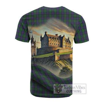 Shaw Tartan Family Crest Cotton T-shirt with Scottish Ancient Castle Style - Tartan Vibes Clothing