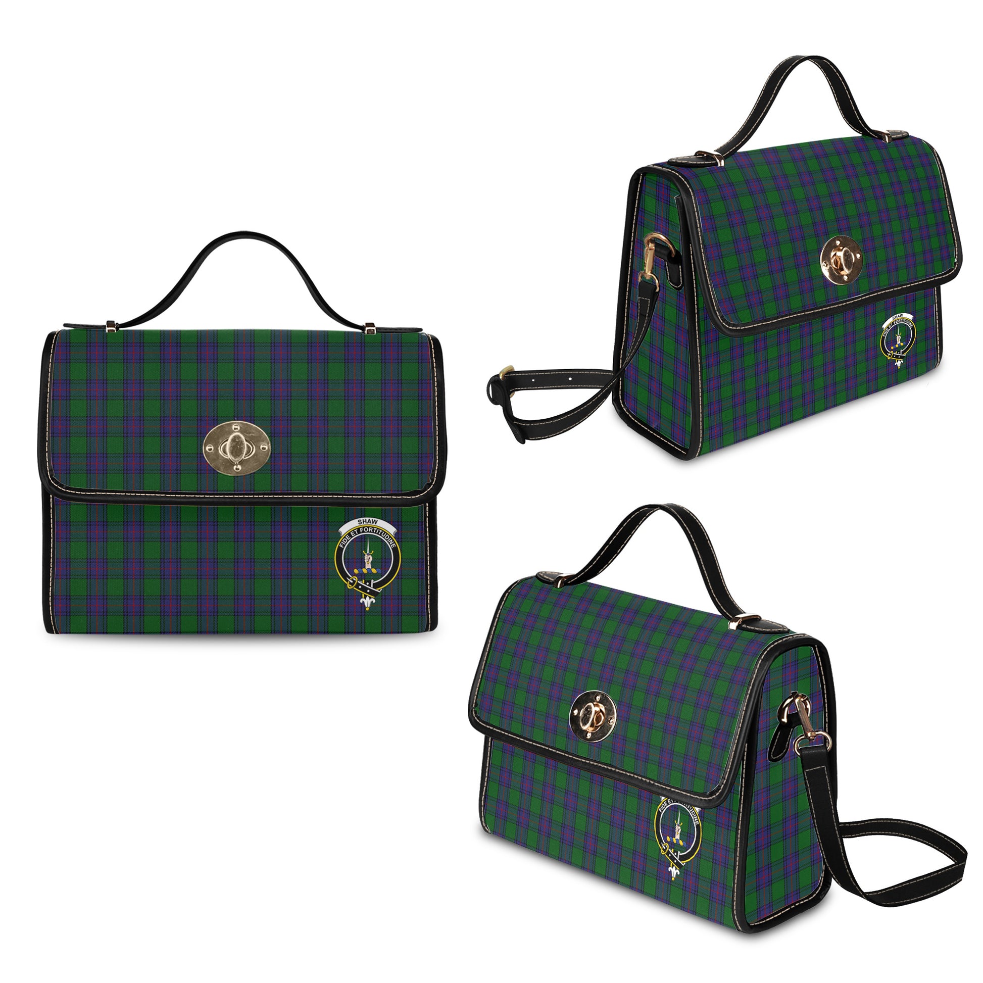 shaw-tartan-leather-strap-waterproof-canvas-bag-with-family-crest