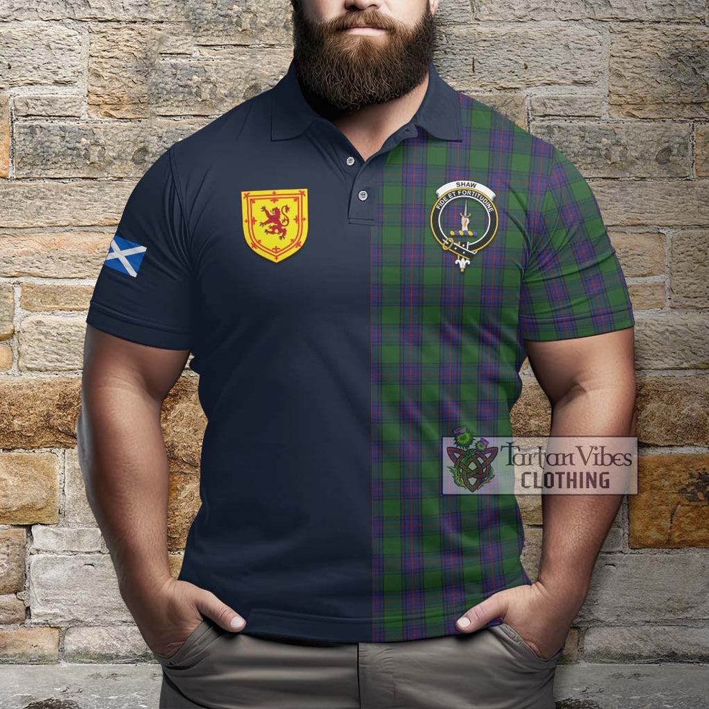 Shaw Tartan Polo Shirt Alba with Scottish Lion Royal Arm Half Style - Tartan Vibes Clothing