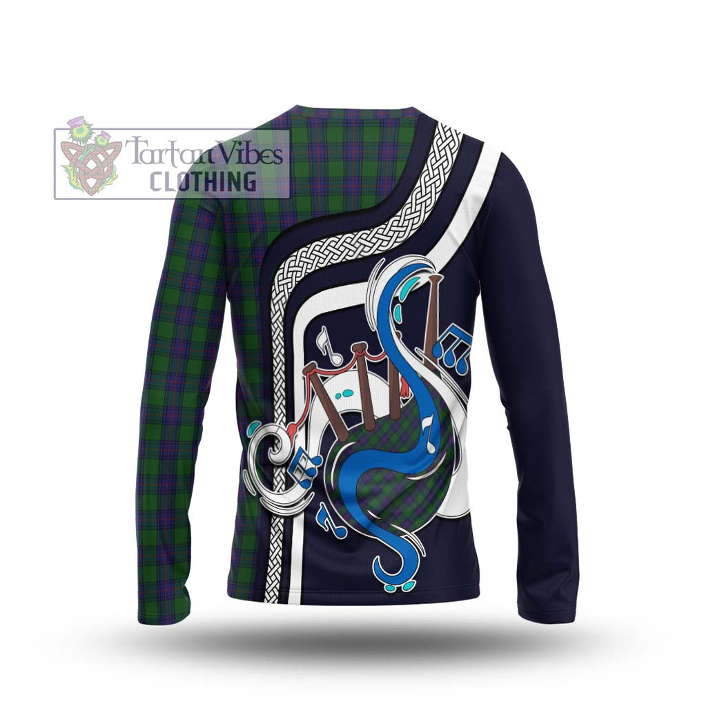 Tartan Vibes Clothing Shaw Tartan Long Sleeve T-Shirt with Epic Bagpipe Style