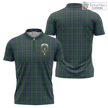 Shaw Tartan Zipper Polo Shirt with Family Crest